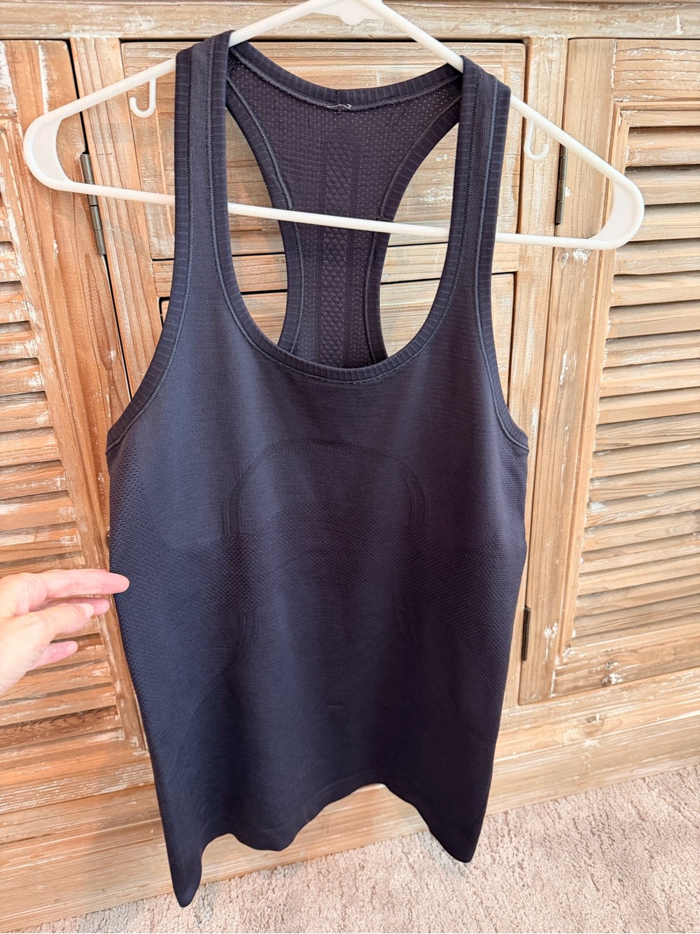 Lululemon Swiftly Tech Purple Black Racerback Hip Length Tank Top (Size 6)